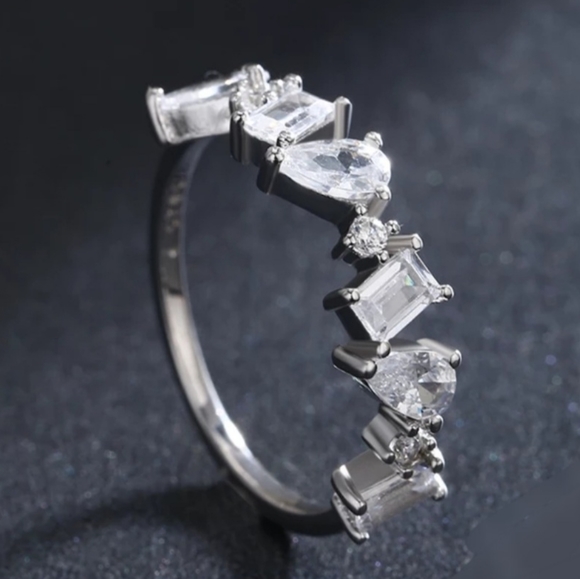 925 Sterling Silver Geometric Shapes Cubic Zirconi - Picture 4 of 9